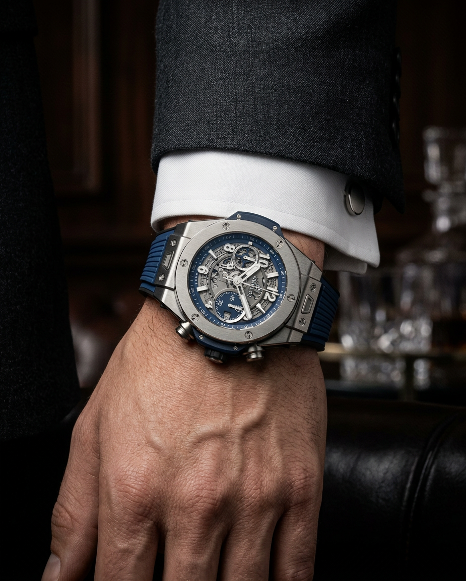 Hublot Big Bang Unico — Titane & Lunette Bleue — Au poignet