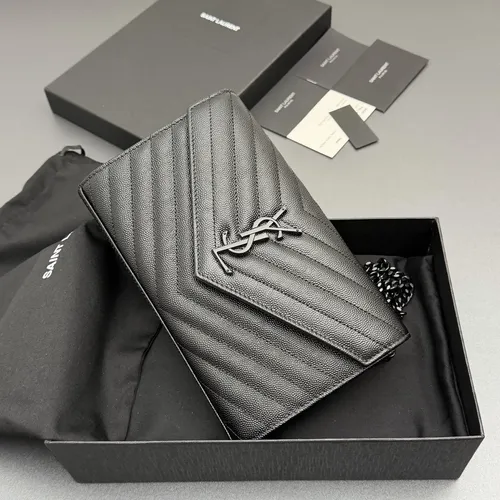 Saint Laurent Pochette Envelope Chaîne — Noir
