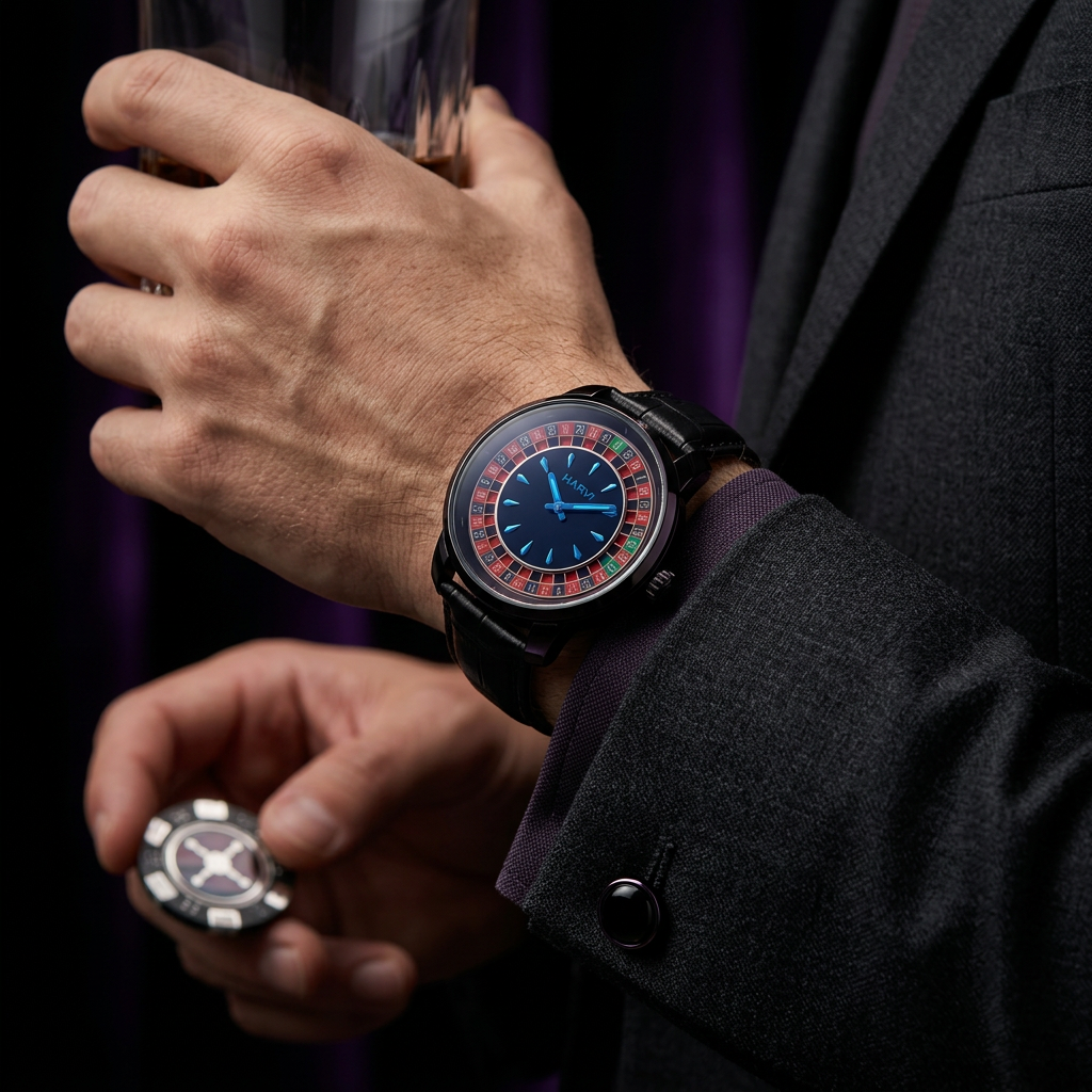 Hervi Roulette — Noir PVD — Au poignet