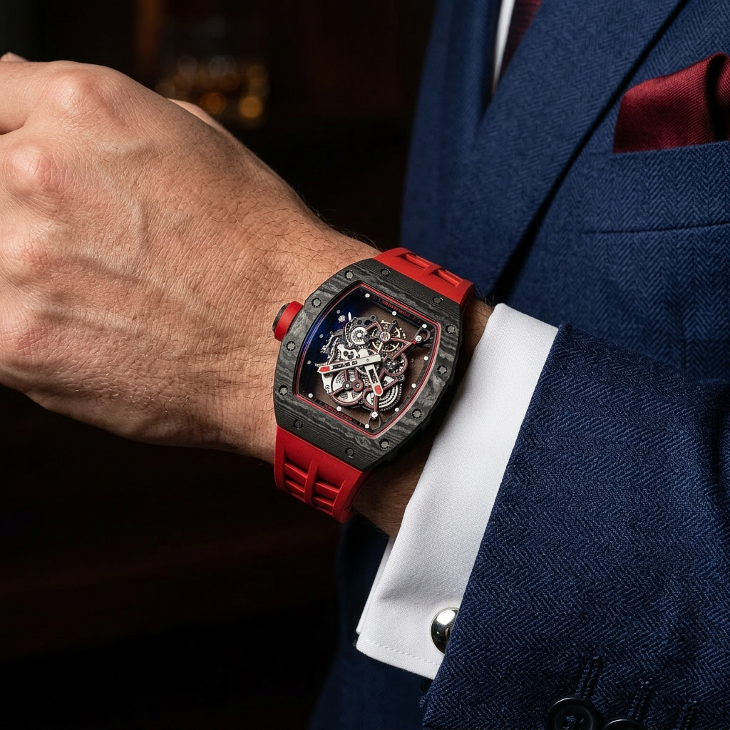 Richard Mille RM — Carbone TPT Rouge — Au poignet