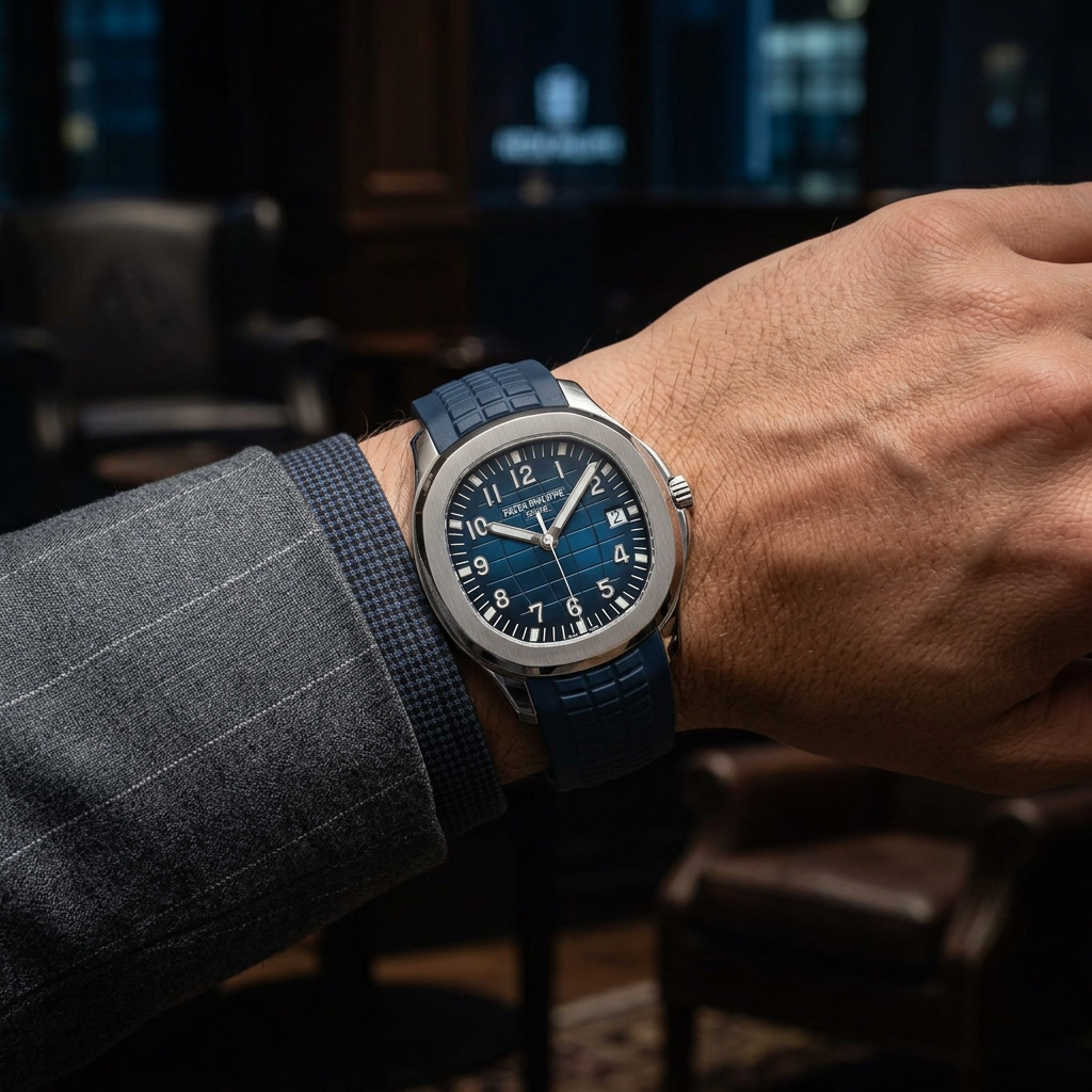 Patek Philippe Aquanaut — Bleu — Au poignet